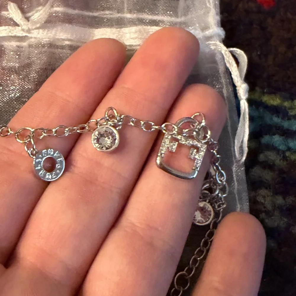 Furla Silver Charm Bracelet with Swarovski Crystals